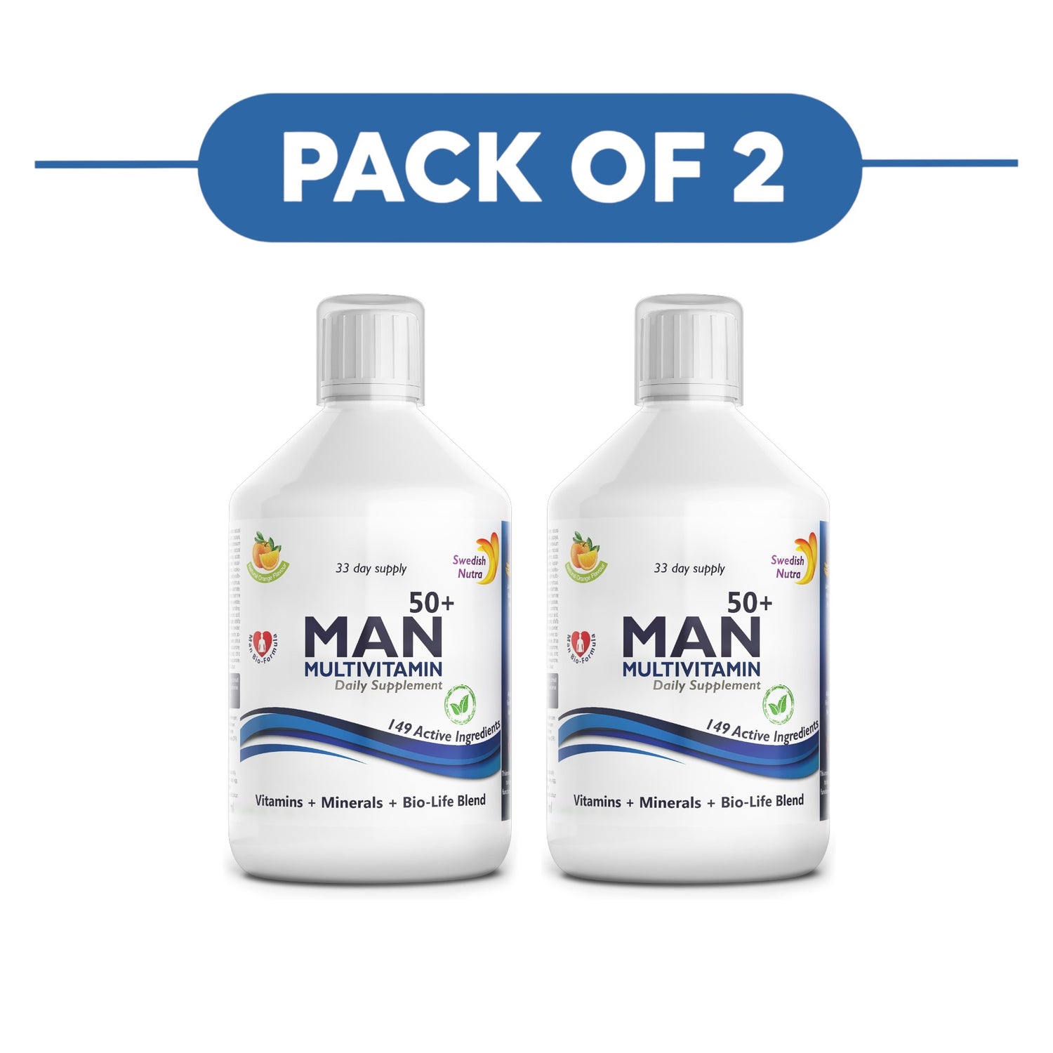Swedish Nutra Man 50+ Multivitamin Liquid Orange 500ml Pack of 2
