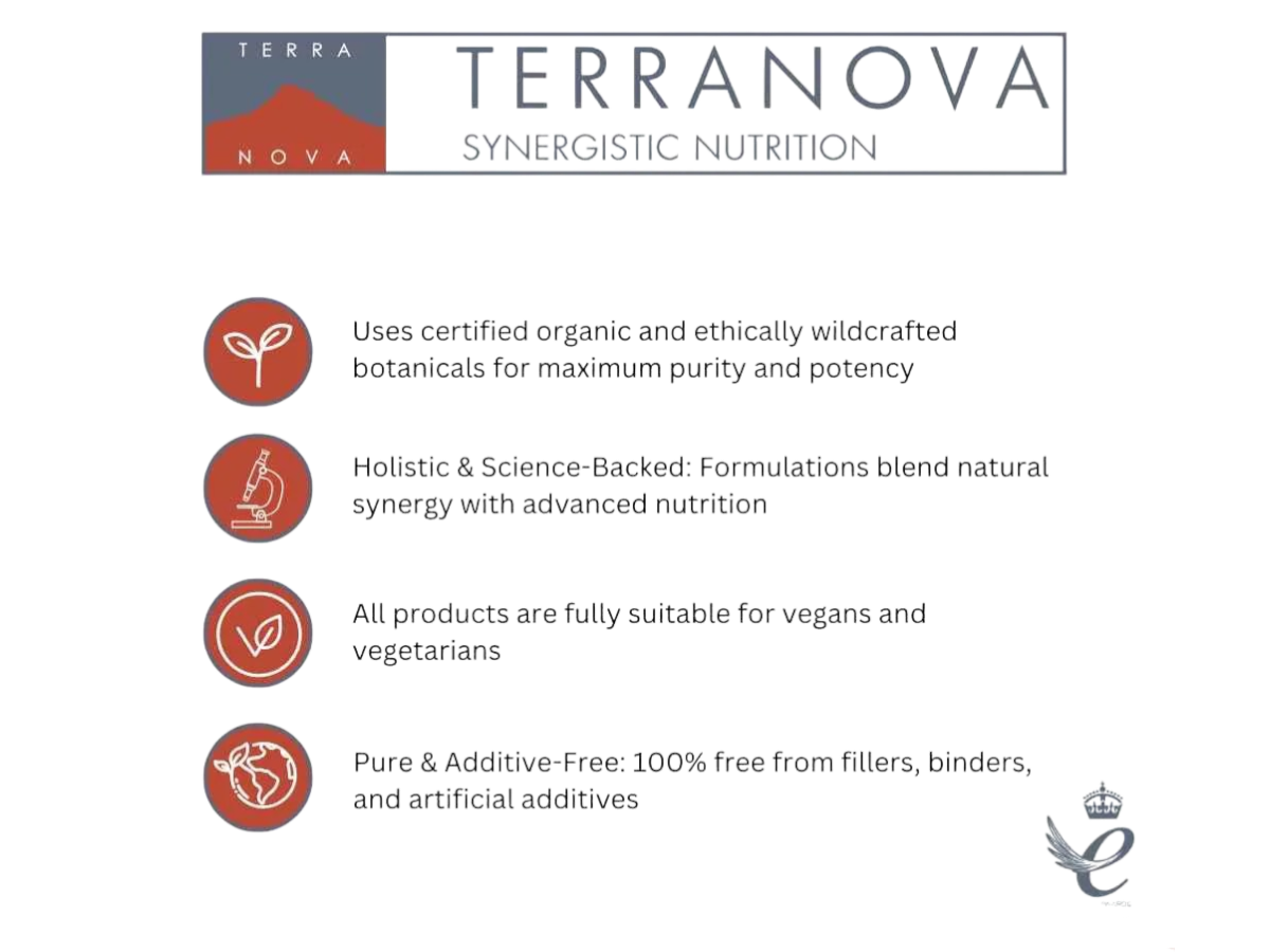 Terranova Microbiome Woman, vegetarian probiotic supplement capsule packaging, no flavour, 100 capsules, daily supplement use