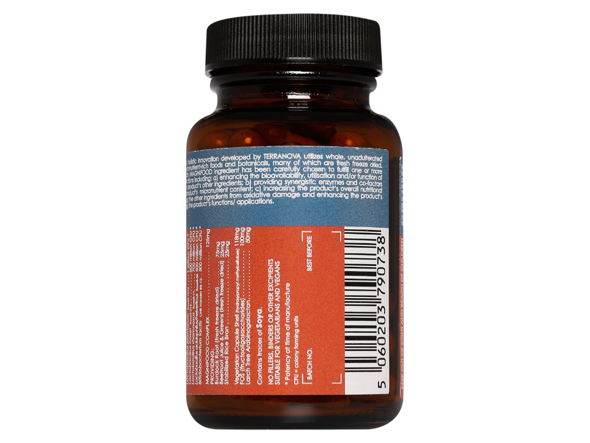 Barcode image: Terranova Microflora Complex with FOS barcode product vegan probiotic capsules 50 count