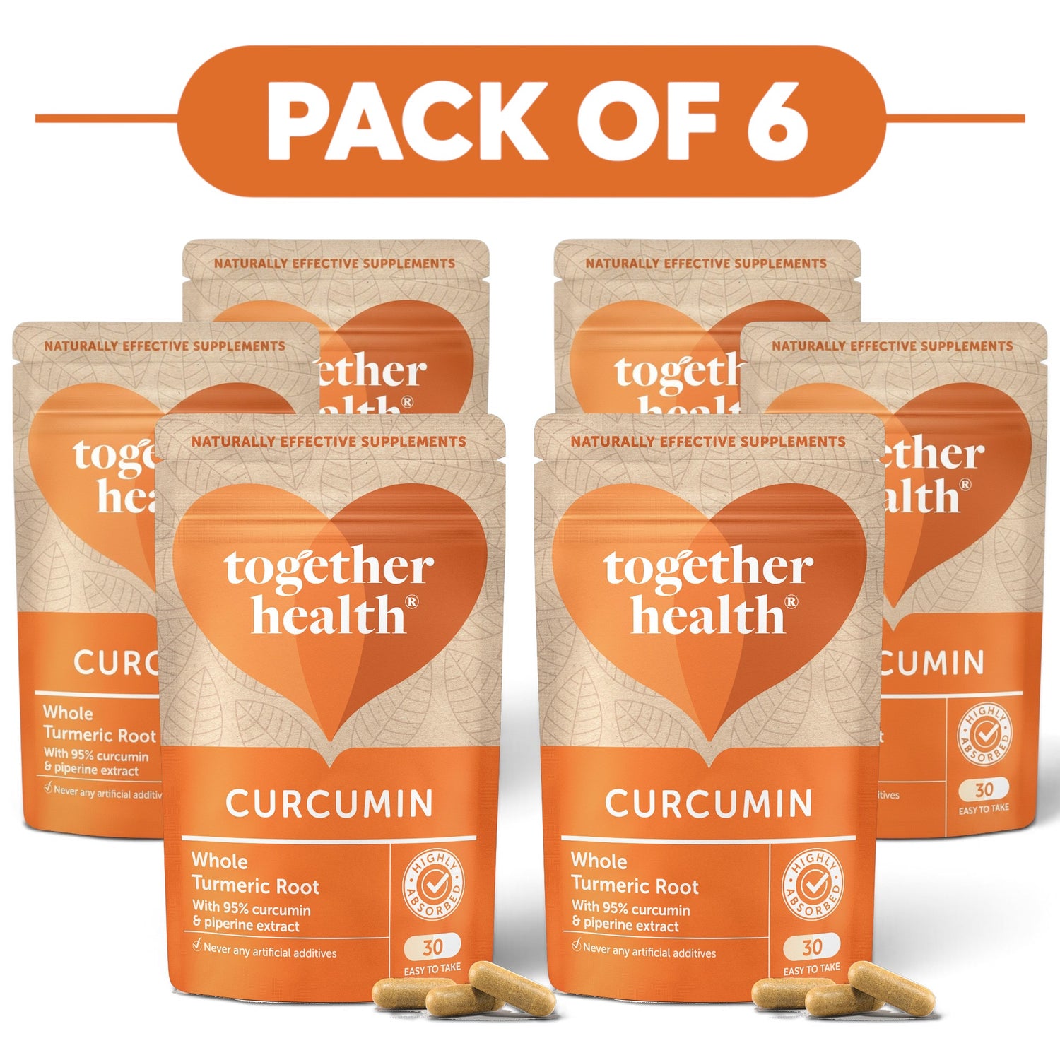 Together Health Curcumin Whole Turmeric Root 30 Capsules Pack of 6