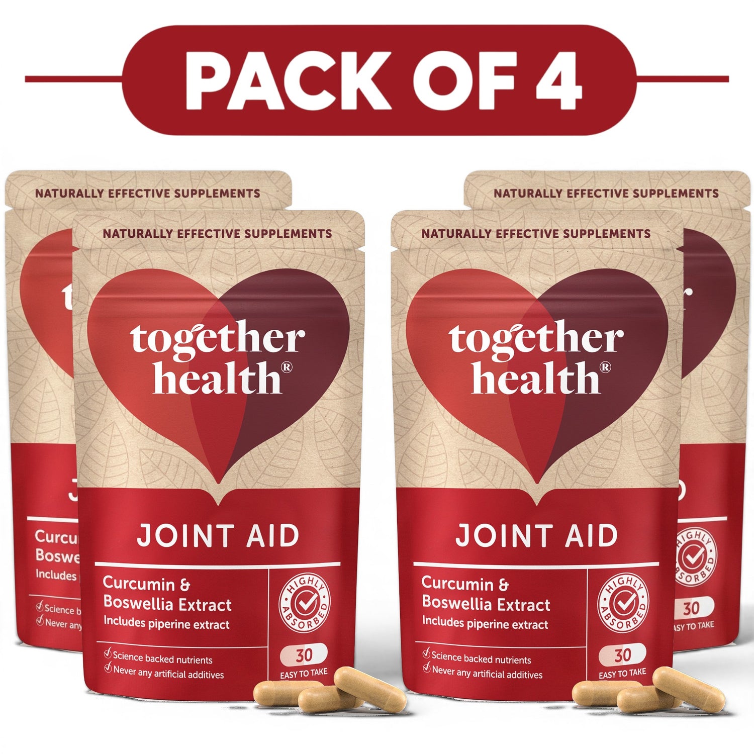 Together Health Joint Aid Curcumin & Boswellia 30 Capsules Pack of 4