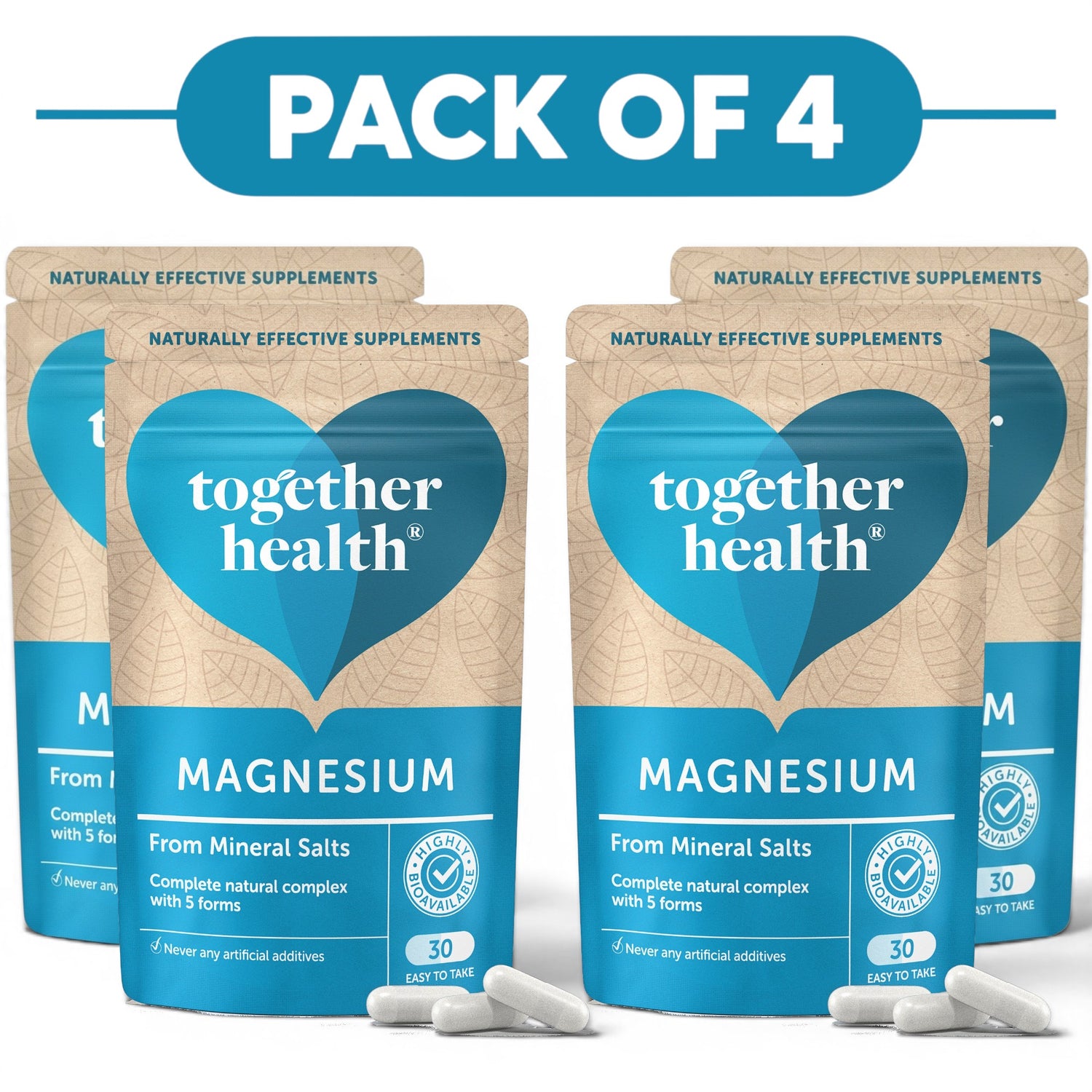 Together Health Magnesium 5 Forms Mineral Salts 30 Capsules Pack of 4