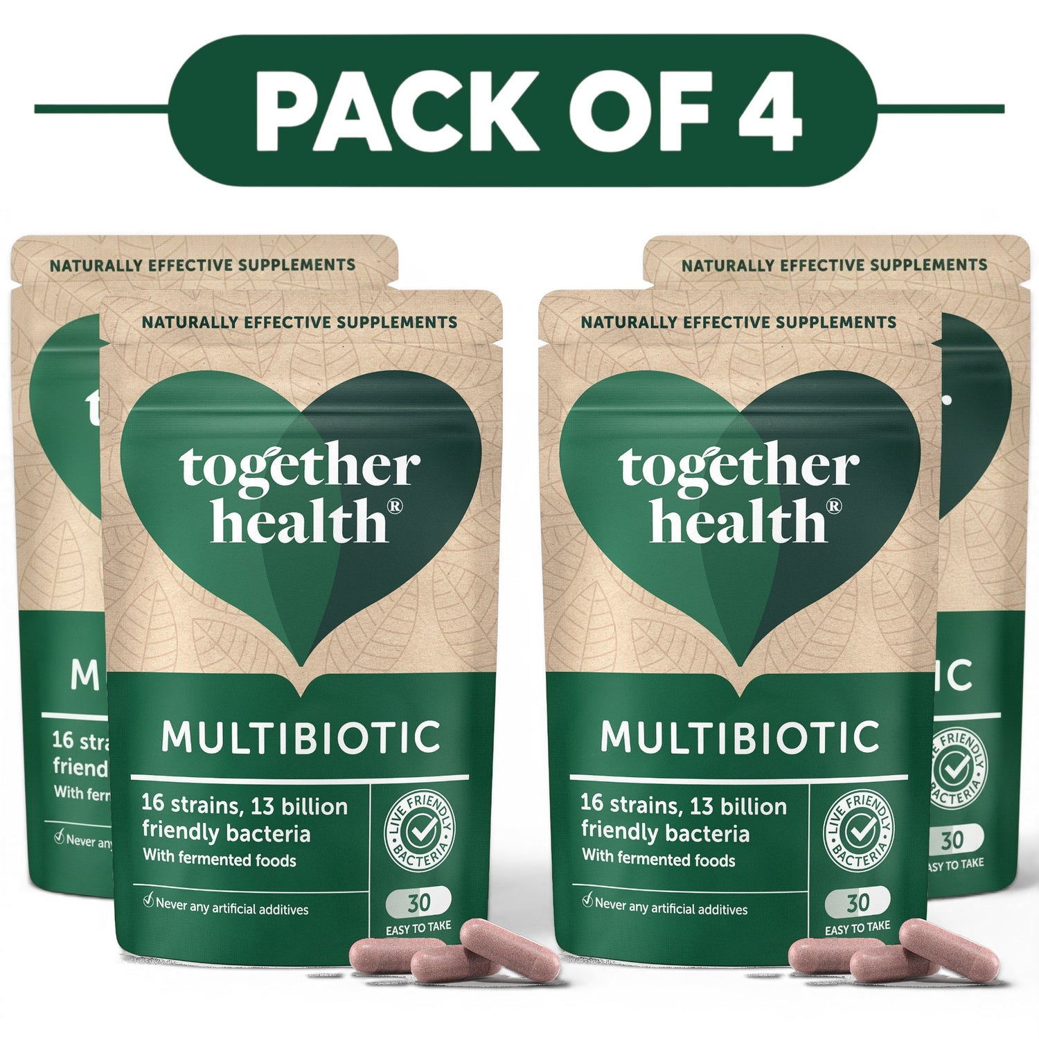 Together Health Multibiotic 16 Strains 13 Billion CFU 30 Capsules Pack of 4
