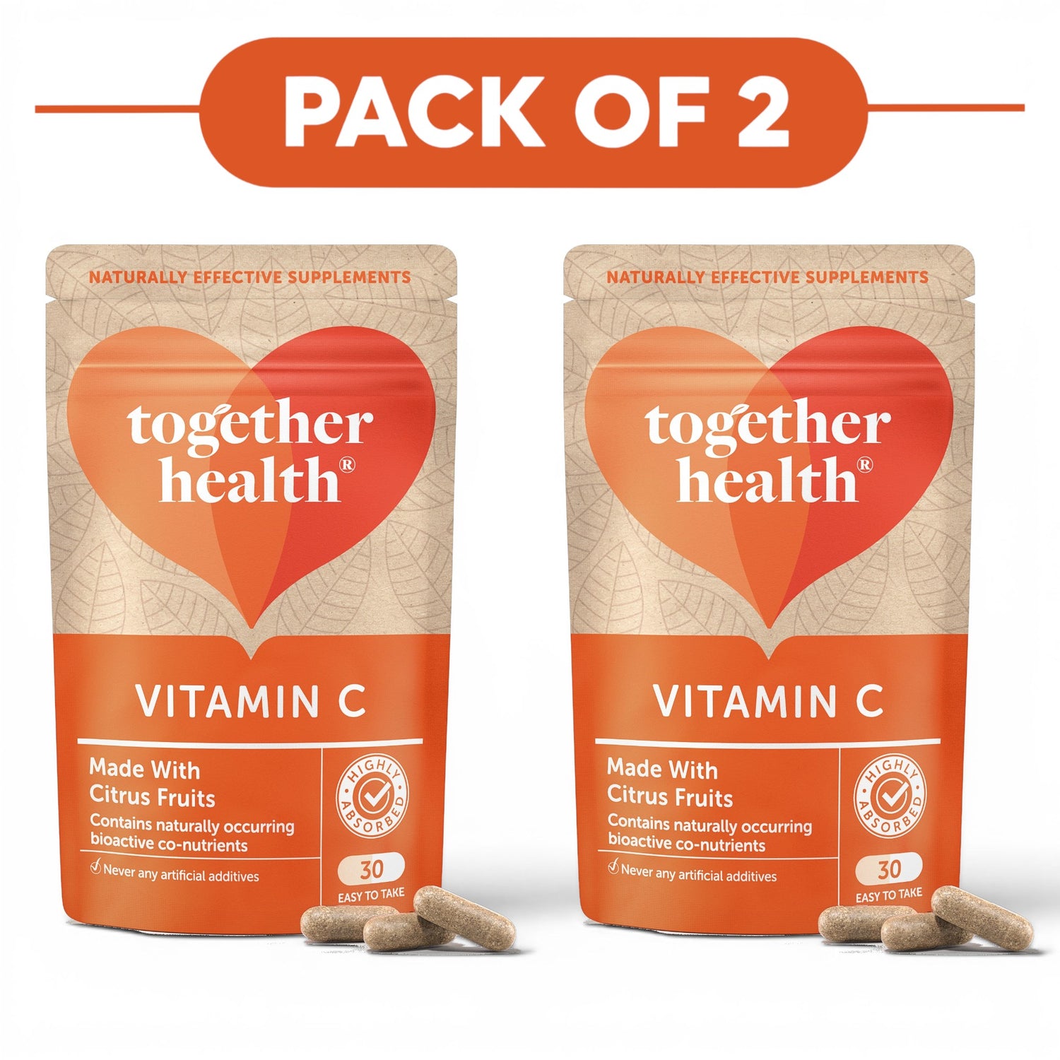 Together Health Vitamin C Made with Citrus Fruits 30 Capsules Pack of 2