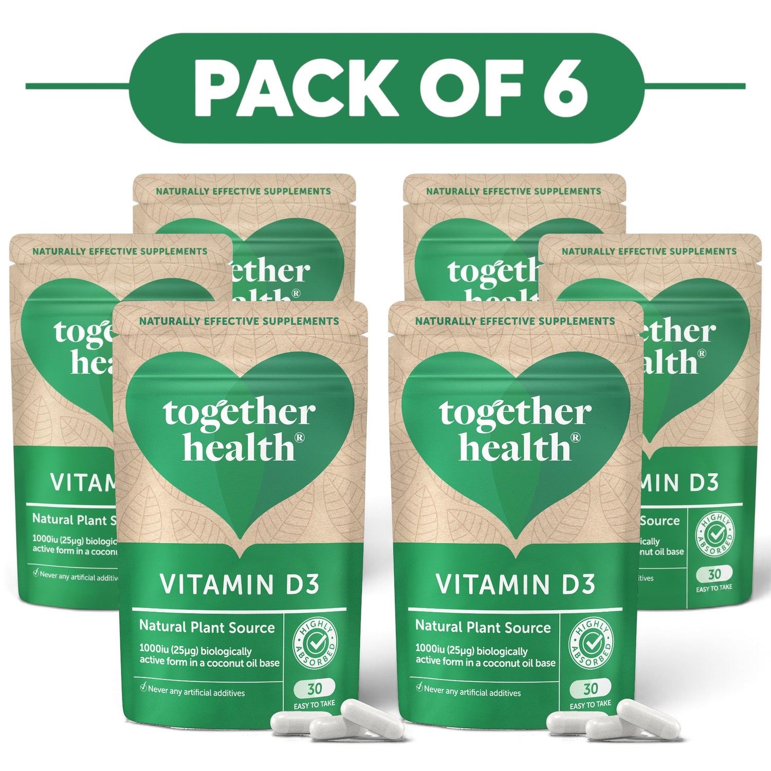 Together Health Vitamin D3 1000IU 30 Capsules Pack of 6