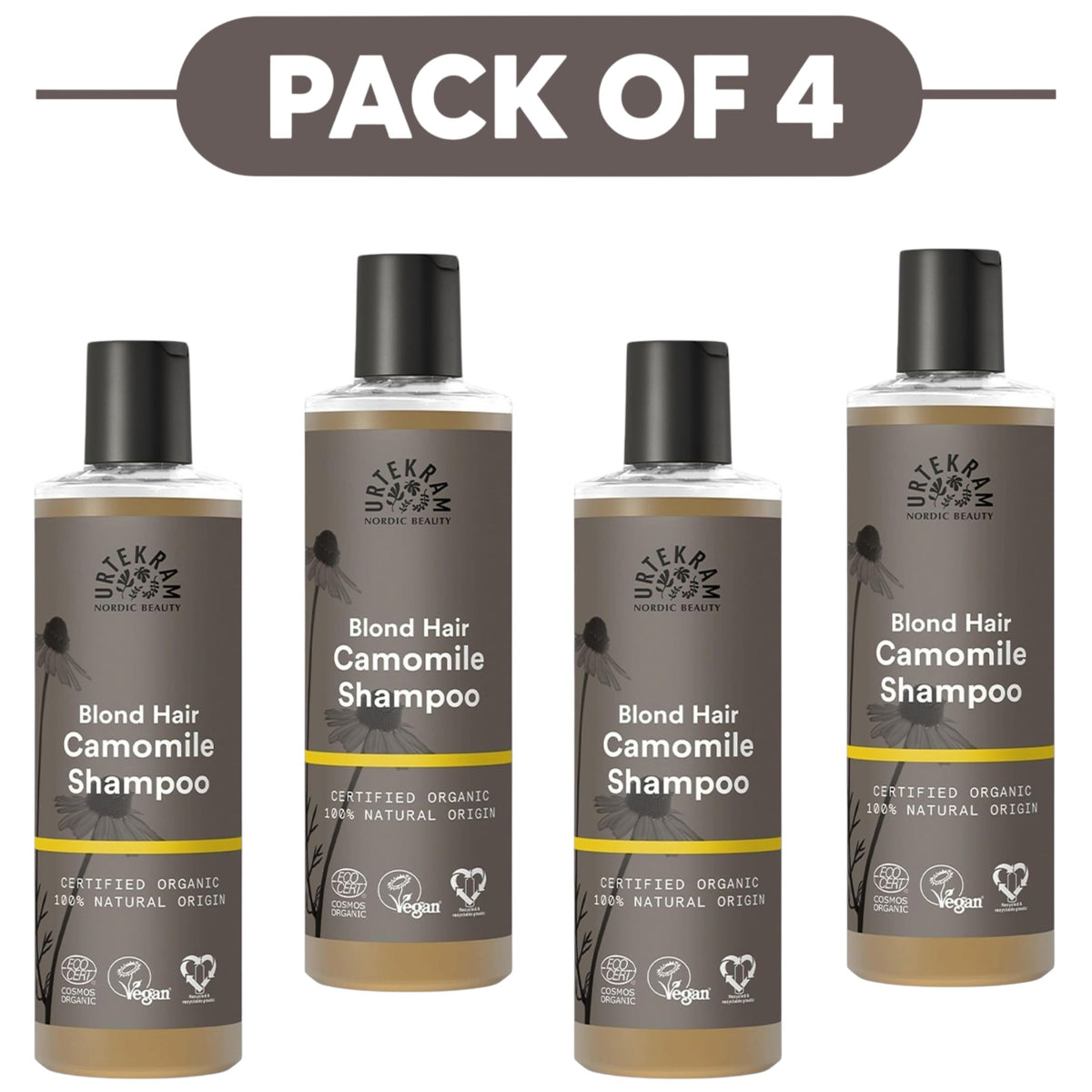 Urtekram Blond Hair Camomile Shampoo 250ml Pack of 4