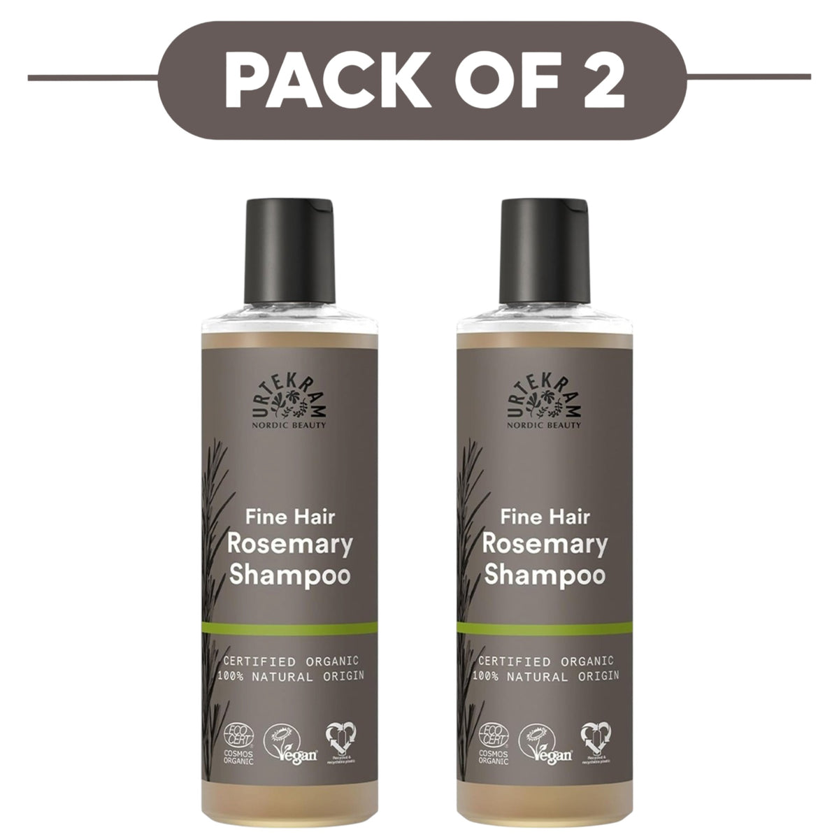 Urtekram Fine Hair Rosemary Shampoo 250ml Pack of 2