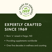 Swanson Full Spectrum Fo-Ti He-Shou-Wu 500mg 60 Capsules expertly crafted since 1969 brand heritage infographic