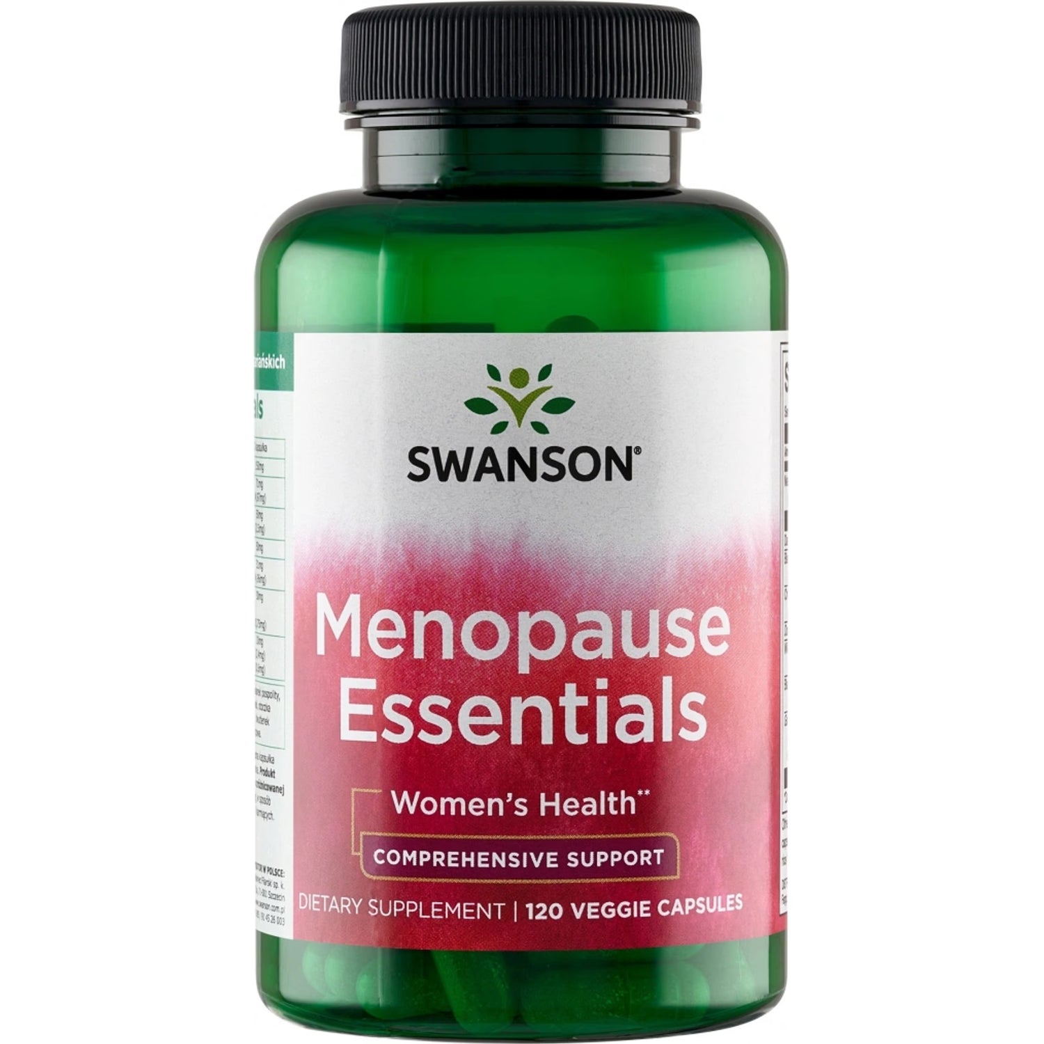 Swanson Menopause Essentials women's herbal supplement veggie capsule bottle 120 capsules