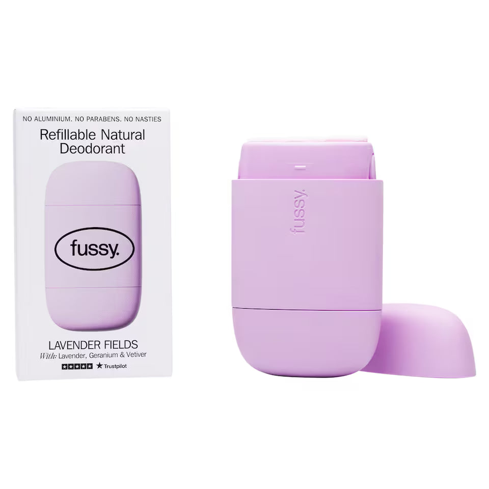 Fussy Refillable Natural Deodorant Lavender Fields reusable deodorant with case 40g
