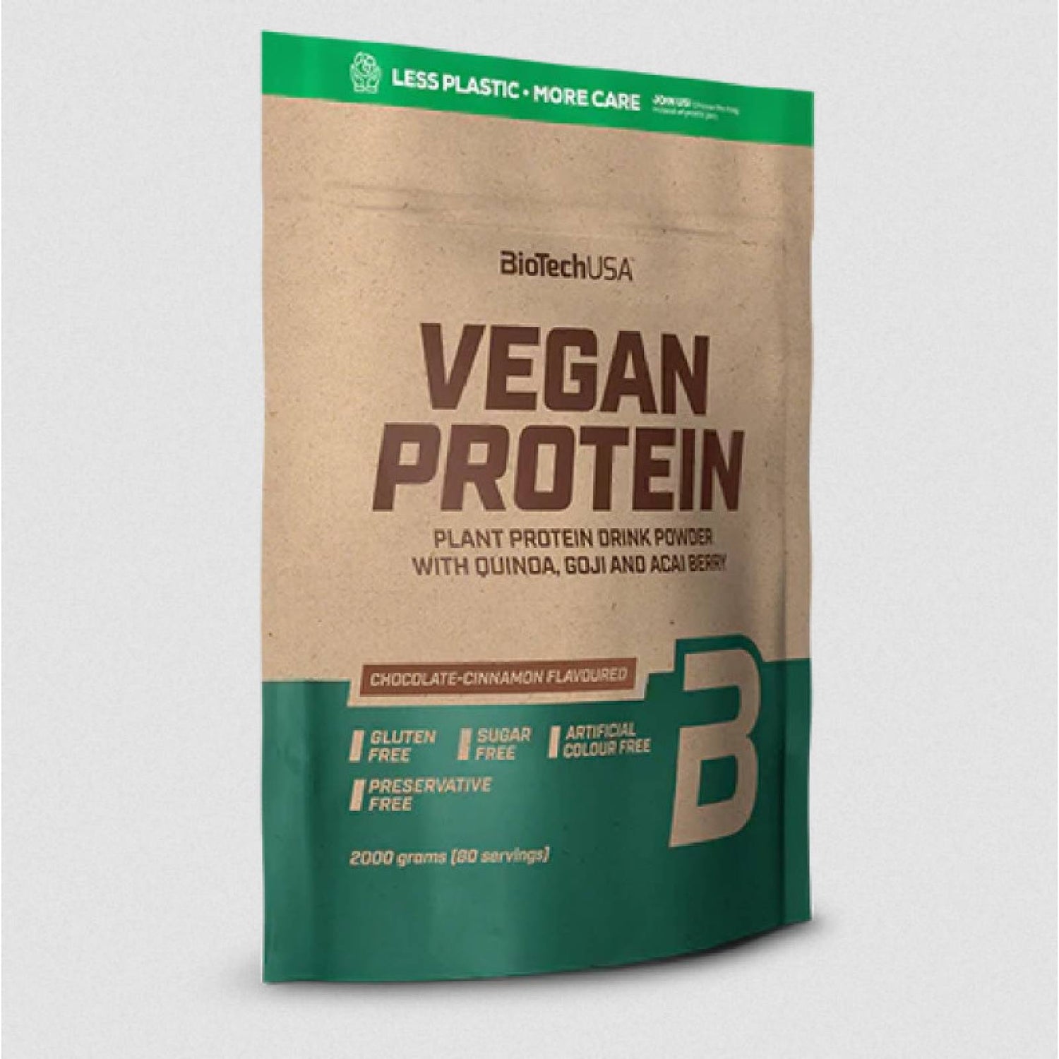 Front image: BioTechUSA Vegan Protein chocolate cinnamon powder pouch 2kg plant protein