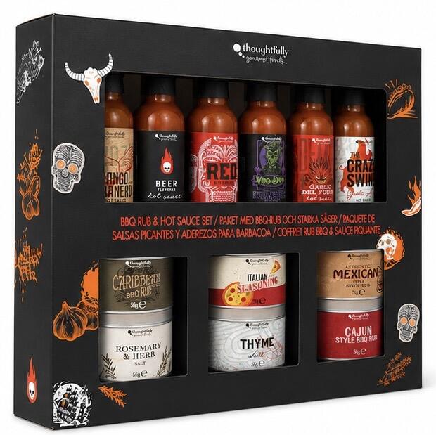 Thoughtfully Gourmet BBQ Rub & Hot Sauce Gift Set 12 Piece