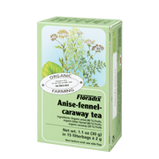 Floradix Organic Anise Fennel Caraway Herbal Tea blend box, 15 teabags.