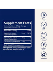 Supplement Facts Image: Trace Minerals Ionic Chlorophyll 6000 supplement facts ingredients liquid bottle 59ml