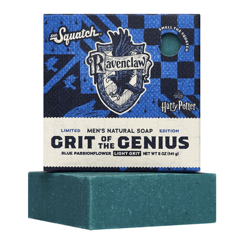 Dr. Squatch x Harry Potter Ravenclaw Grit of the Genius Bar Soap in blue-themed packaging.