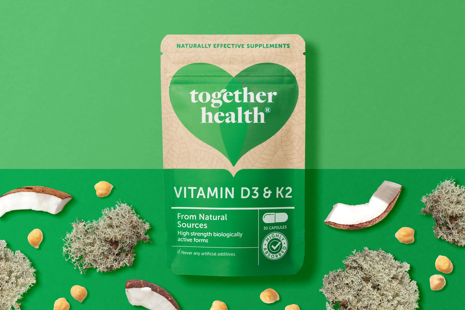 Together Health vegan vitamin D3 and K2 daily capsules