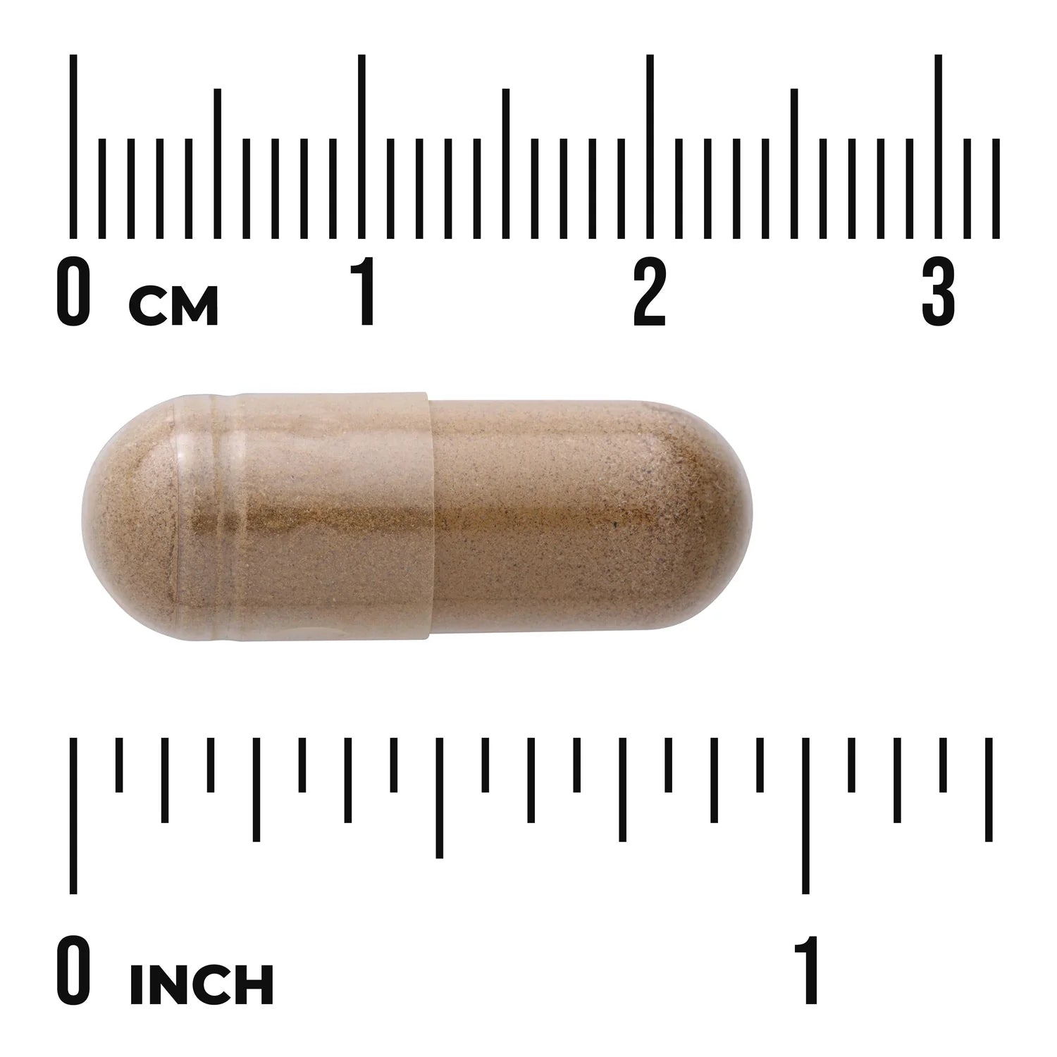 Swanson Full Spectrum Black Cohosh Root 540 mg capsule size comparison with measurement scale