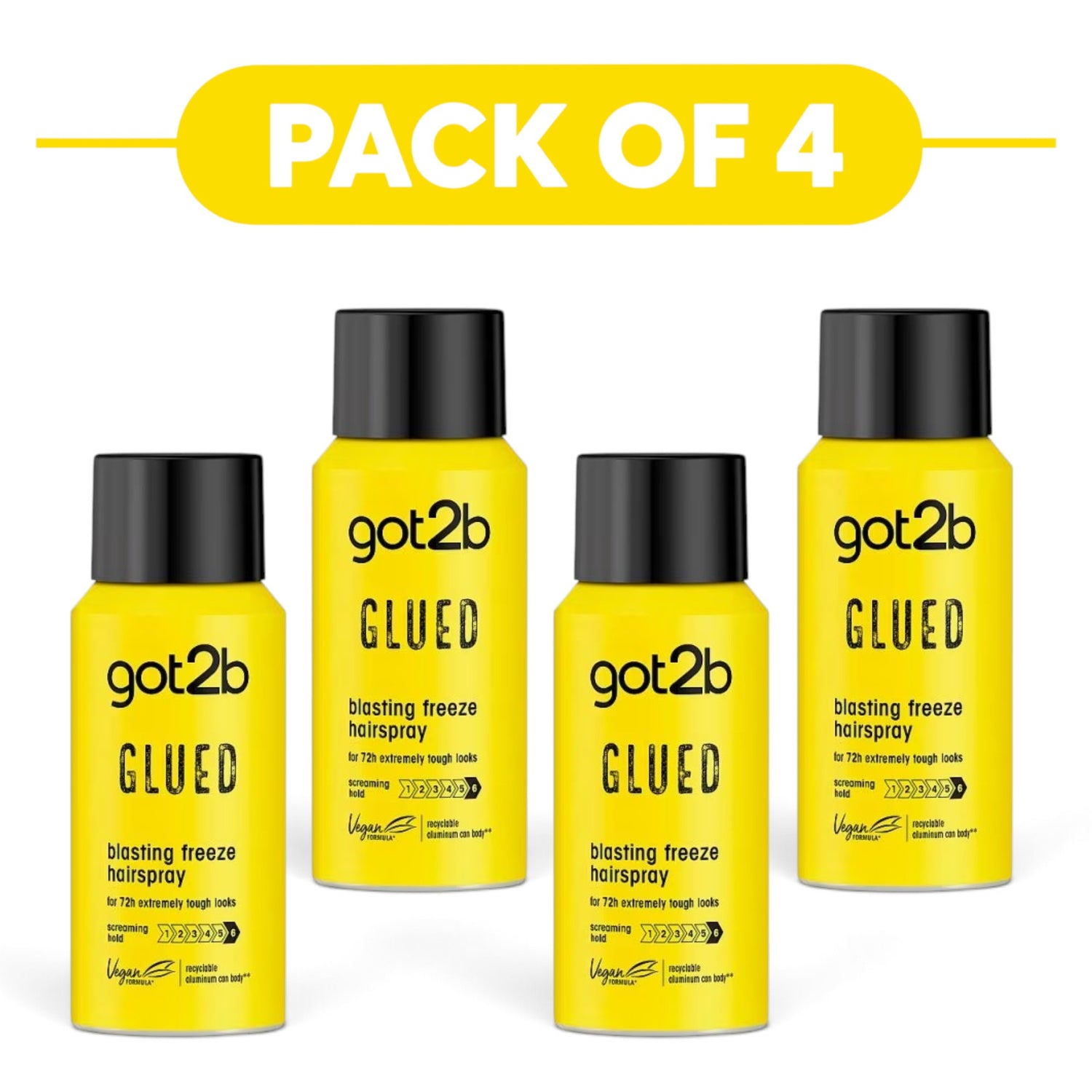 got2b Glued Blasting Freeze Hairspray 100ml Pack of 4