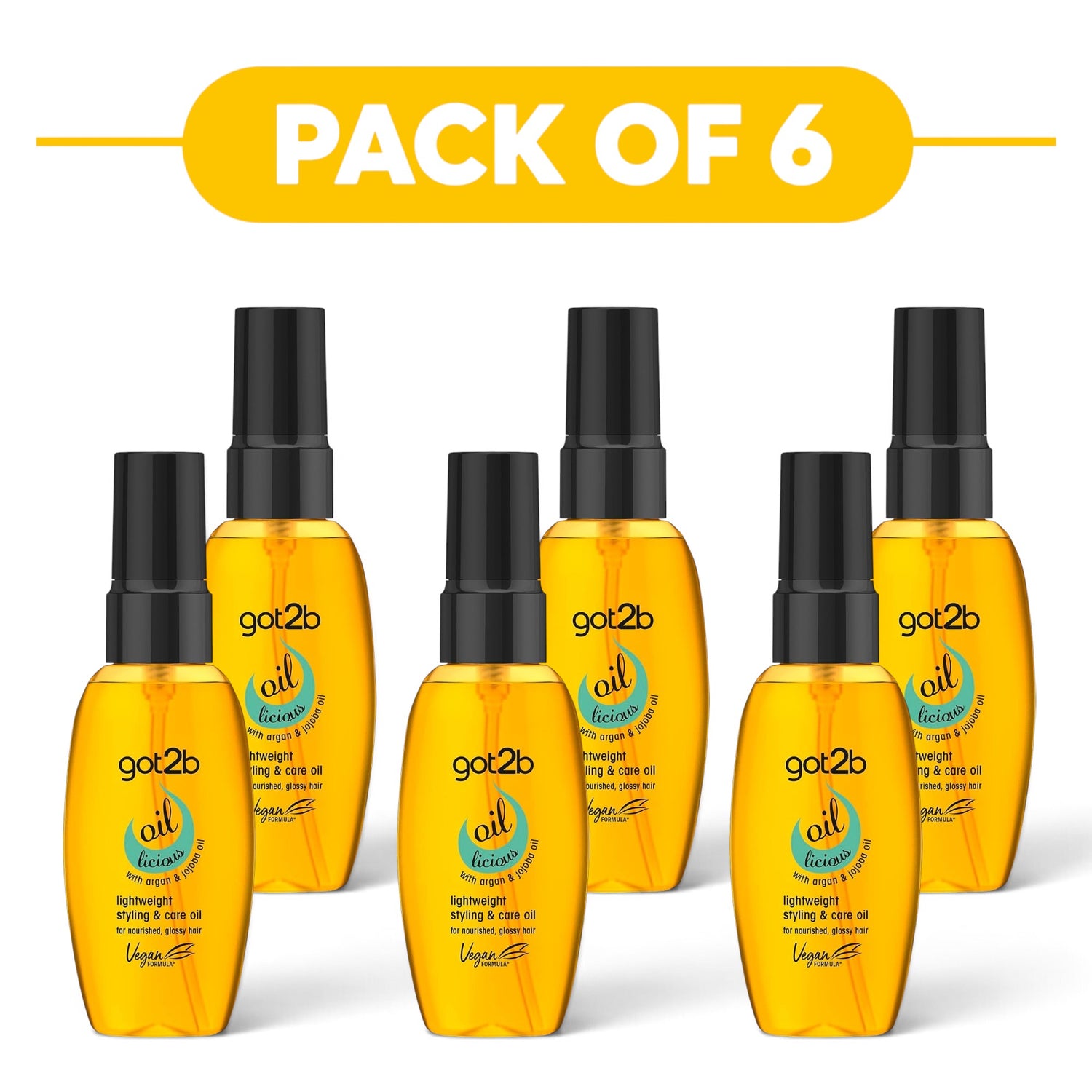 got2b Oil-Licious Argan & Jojoba Styling & Care Oil 50ml Pack of 6