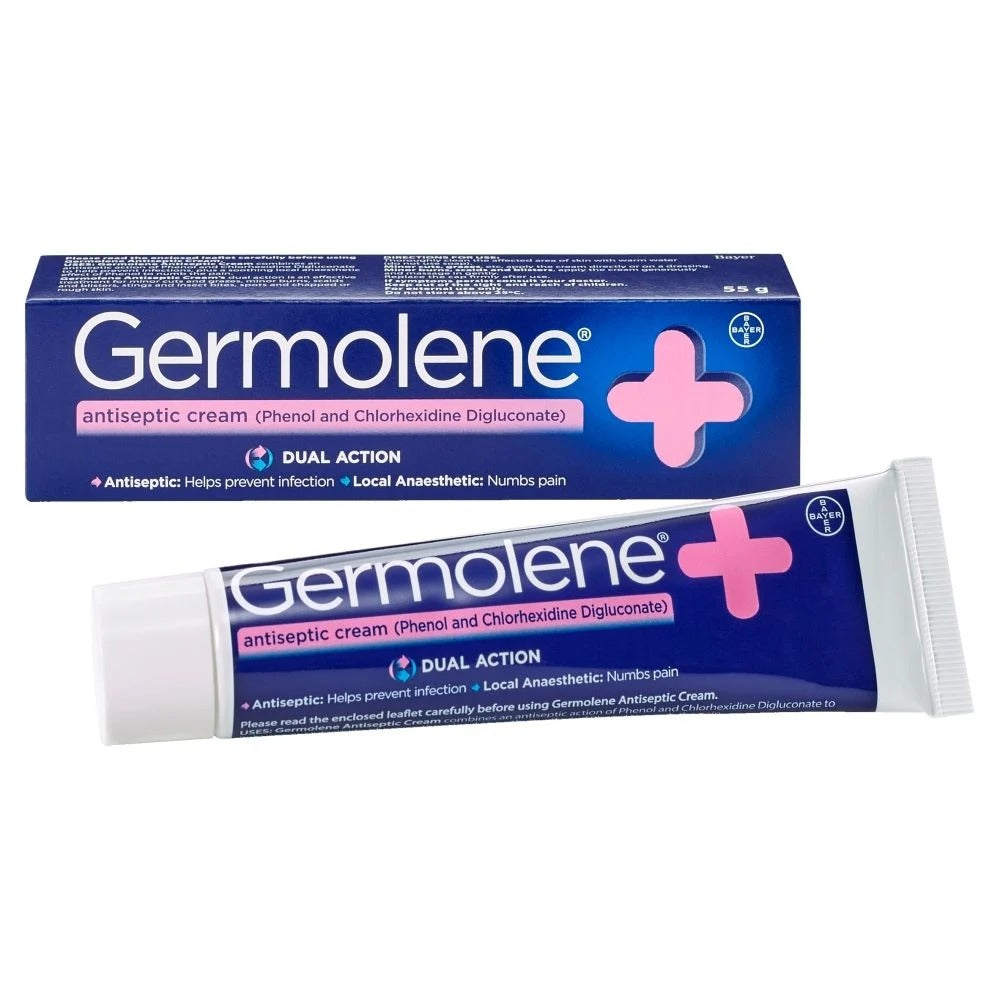 Germolene Antiseptic Cream Dual Action 55g tube & box packaging