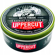 Top image: Uppercut Deluxe Matte Pomade 300g jar medium hold matte styling product packaging