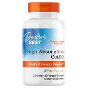 Doctor's Best High Absorption CoQ10 with BioPerine, bottle packaging, no flavour, 200mg, 60 veggie softgels