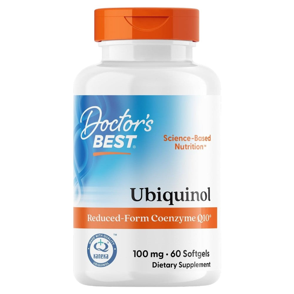 Doctor's Best Ubiquinol CoQ10, bottle packaging, no flavour, 100mg, 60 softgels