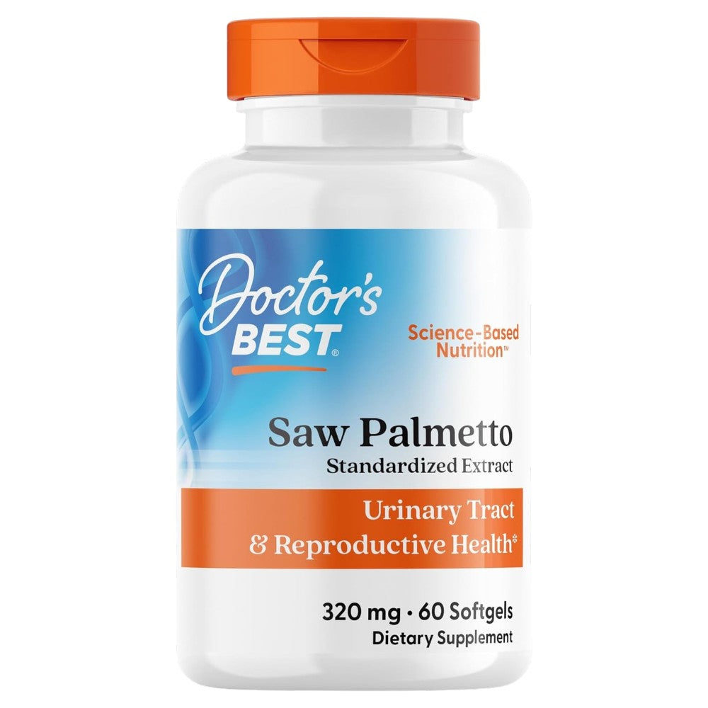 Doctor's Best Saw Palmetto 320mg Standardized Extract, bottle packaging, unflavoured, 320mg, 60 softgels