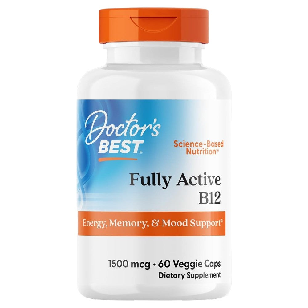 Doctor's Best Fully Active Vitamin B12, bottle packaging, unflavoured, 1500mcg, 60 veggie capsules