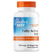 Doctor's Best Fully Active Vitamin B12, bottle packaging, unflavoured, 1500mcg, 60 veggie capsules