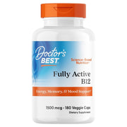 Doctor's Best Fully Active Vitamin B12, bottle packaging, unflavoured, 1500mcg, 180 veggie capsules