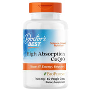 Doctor's Best High Absorption CoQ10 with BioPerine, bottle packaging, unflavoured, 100mg, 60 veggie capsules