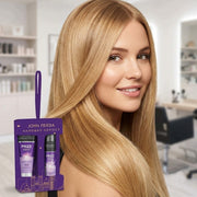 John Frieda Frizz Ease Handbag Heroes hair styling gift set 100ml crème and 75ml hairspray lifestyle use image