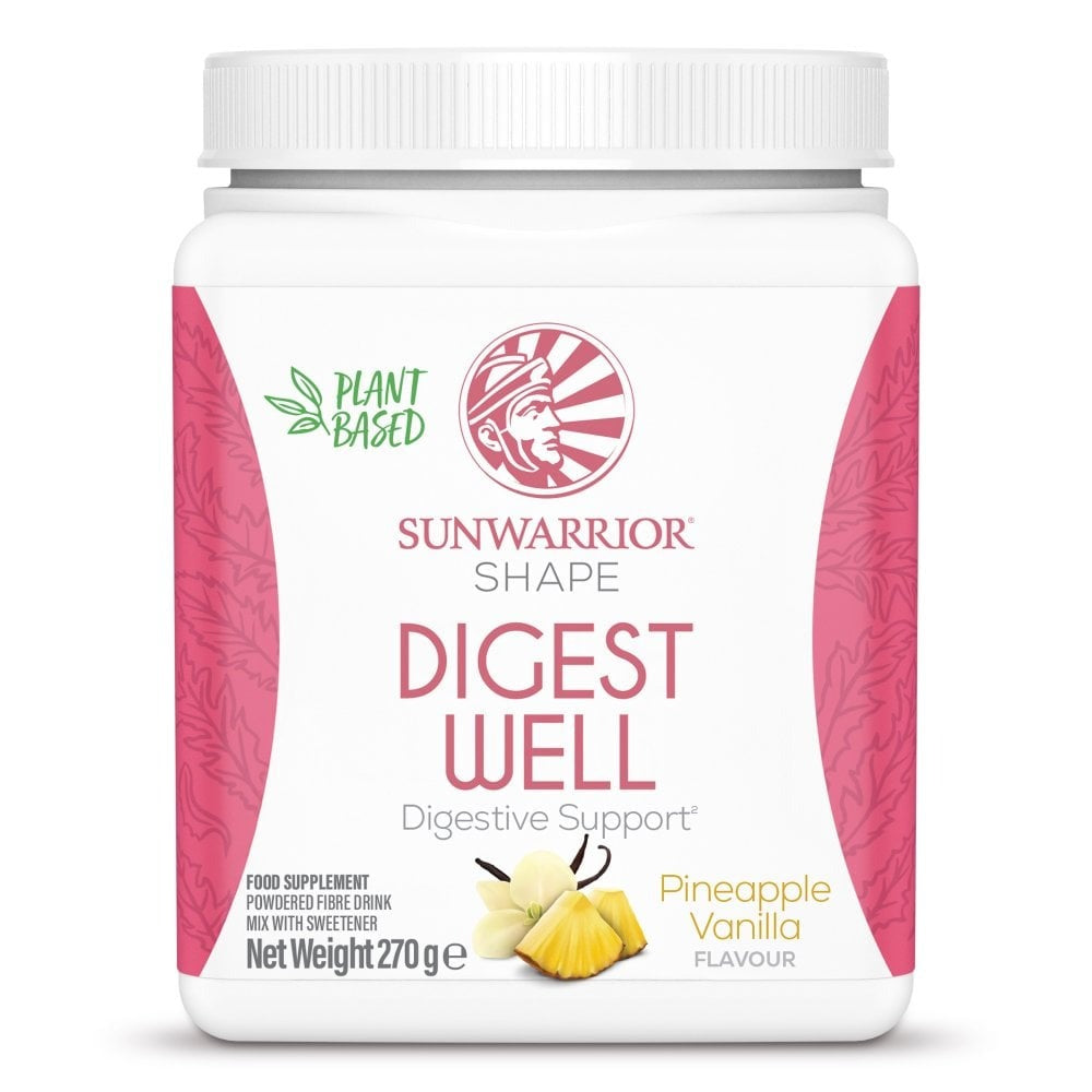Sunwarrior Shape Digest Well Pineapple Vanilla plant based drink mix powder tub 270g