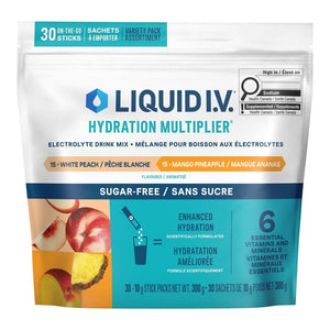 Liquid I.V. Hydration Multiplier Sugar-Free Variety Pack sachets 30 x 10g White Peach and Mango Pineapple