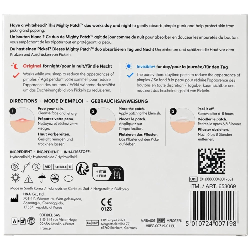 Hero Mighty Patch Day and Night hydrocolloid spot patches 72 count material and product information & barcode