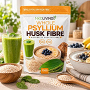 NKD Living Whole Psyllium Husk Fibre resealable pouch 750g vegan lifestyle use