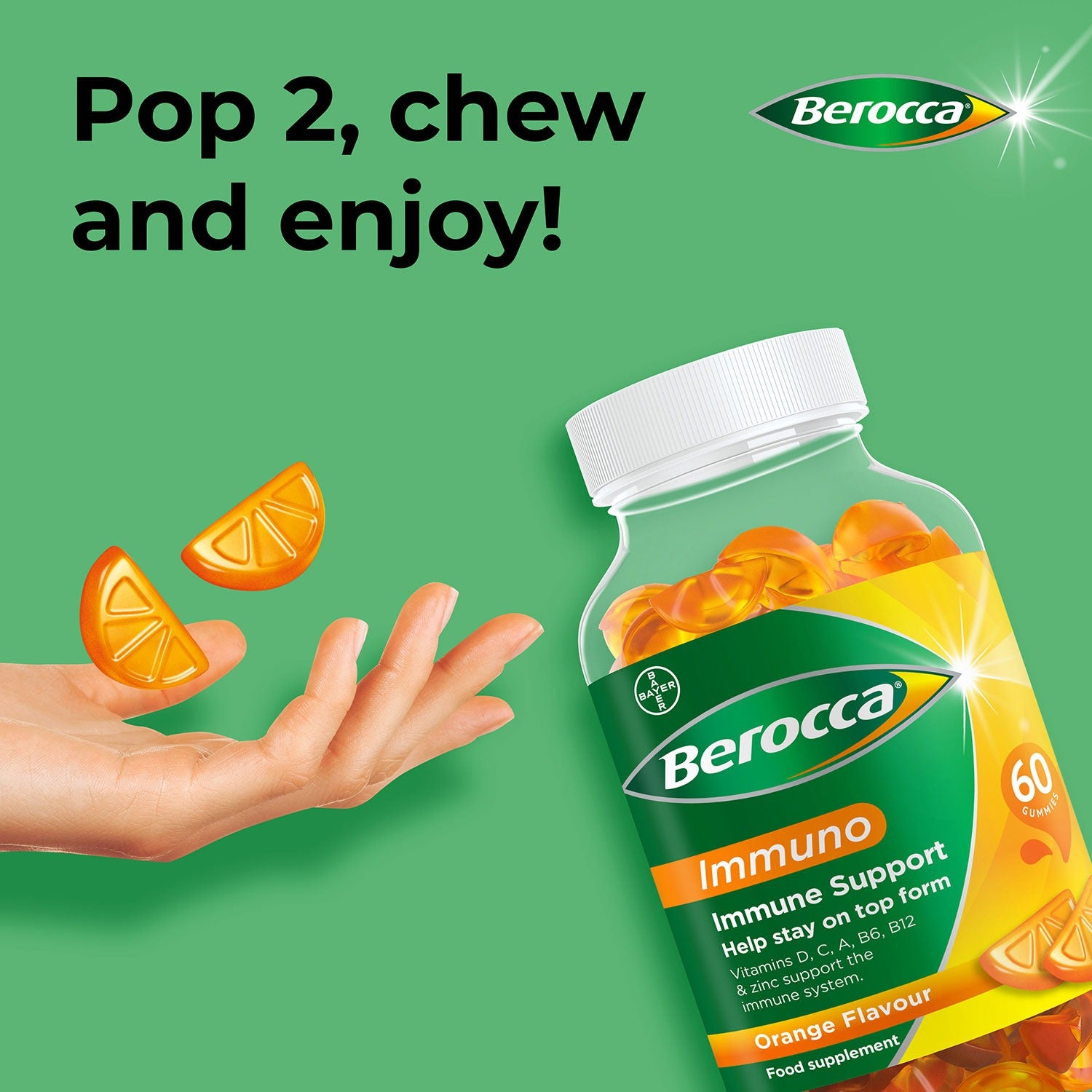 Berocca Immuno chewable gummies daily food supplement