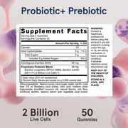 Supplement Facts Image: Jarrow Formulas probiotic prebiotic gummies supplement facts and ingredients 50 count