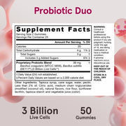 Supplement Facts Image: Jarrow Formulas probiotic duo gummies supplement facts and ingredients 50 count
