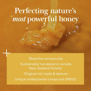 Comvita Manuka Honey MGO 83+ UMF 5+ nutrition and ingredients label glass jar 250g