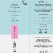 Kurin Fluoride Free Natural Kids Strawberry Toothpaste 75ml ingredients and how to use