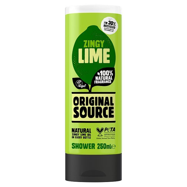 Original Source Zingy Lime Shower Gel 250ml bottle with natural lime fragrance