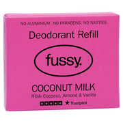 Fussy Natural Deodorant Refill Coconut Milk, compostable refill packaging, coconut fragrance, 40g