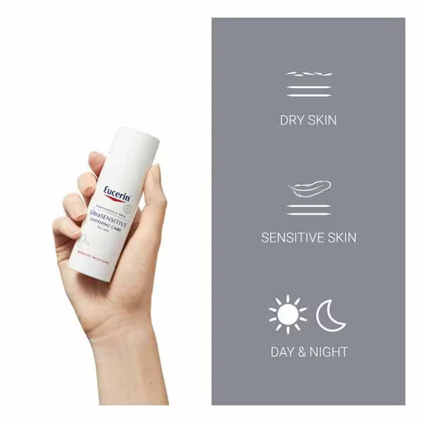 Eucerin Ultra Sensitive Soothing Care dry skin facial cream 50ml tube how to use