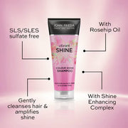 John Frieda Vibrant Shine Colour Shine Shampoo rose hip argan oil 250ml bottle product information