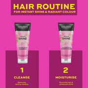John Frieda Vibrant Shine Colour Shine Conditioner rose hip argan oil 250ml tube lifestyle routine