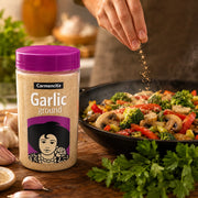Carmencita Ground Garlic Powder 625g sprinkled into a savoury cooking recipe