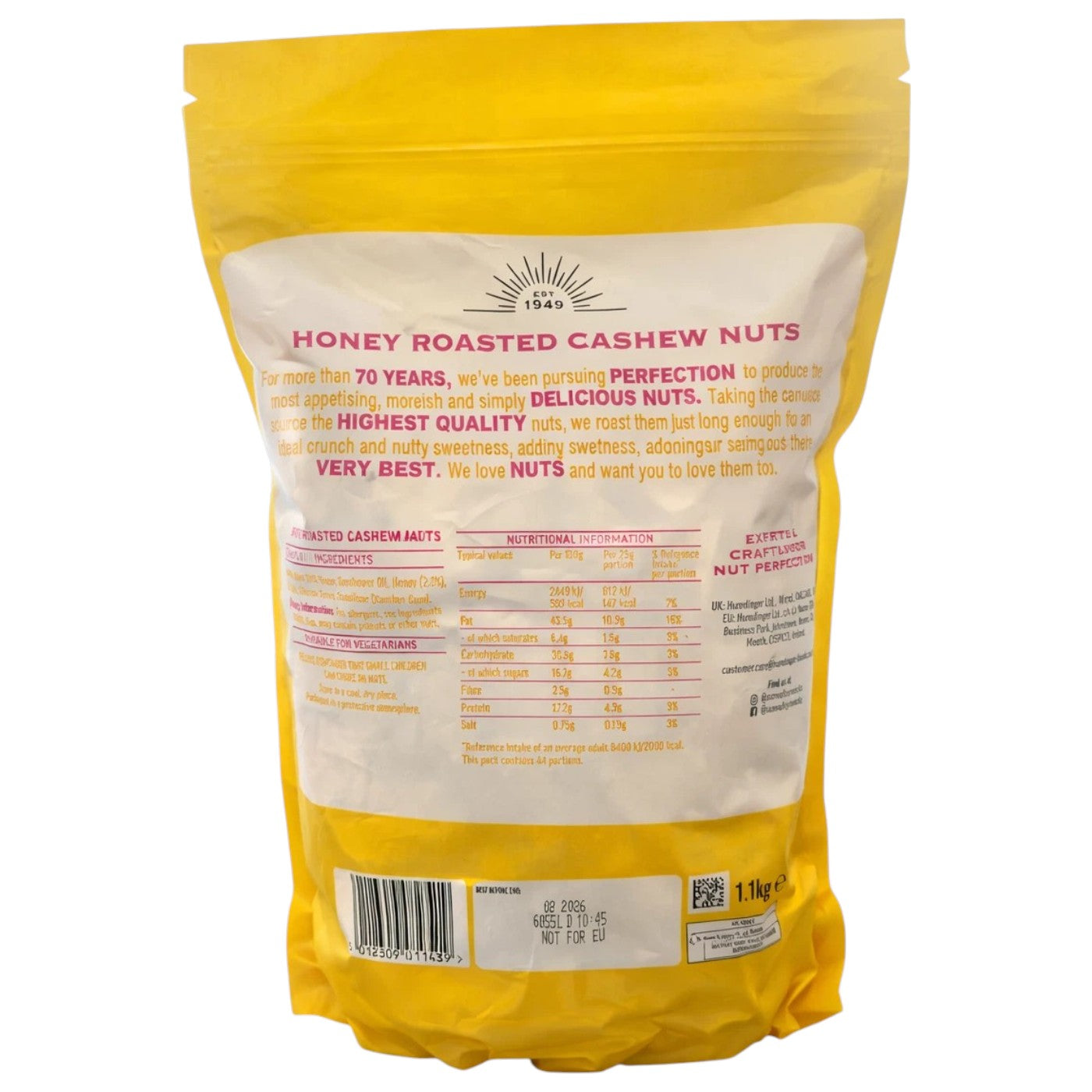 The Sun Valley Nut Co Honey Roasted Cashew Nuts - 1.1kg