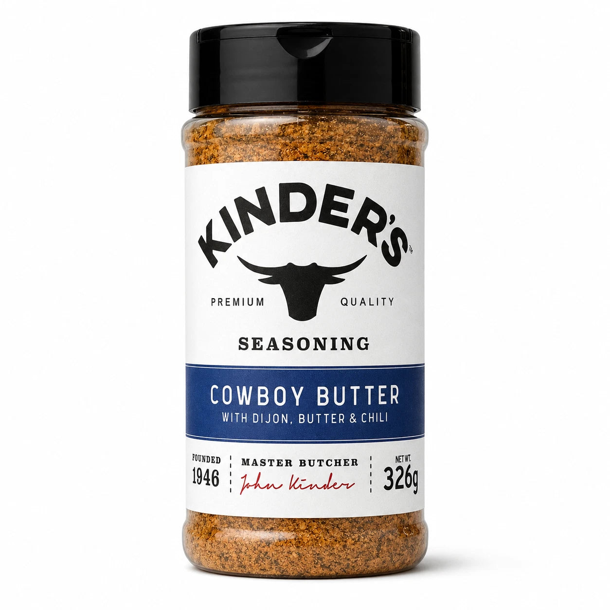 Kinder's Cowboy Butter Seasoning with Dijon Butter and Chili dual-opening bottle 326g